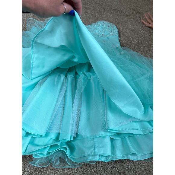 NARIANNA Tulle Prom Dress sea foam Green Lace up back Short strapless SZ SM - Picture 8 of 10